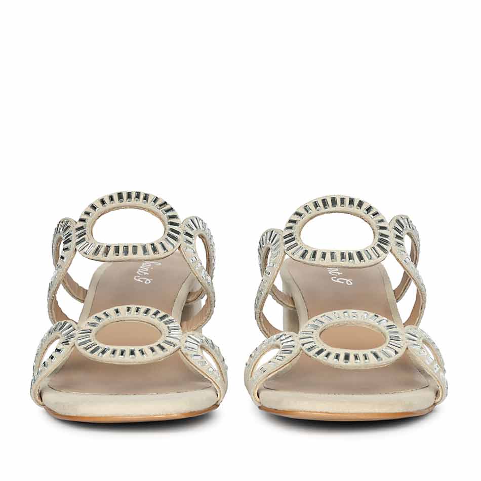 Saint Danica Strass-Embellished Ivory Leather Block Heels