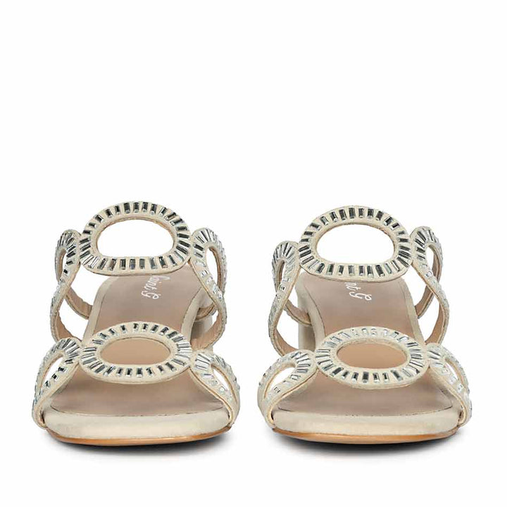 Saint Danica Strass-Embellished Ivory Leather Block Heels