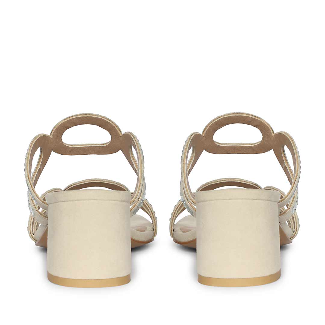 Saint Danica Strass-Embellished Ivory Leather Block Heels
