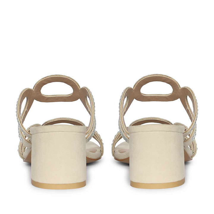 Saint Danica Strass-Embellished Ivory Leather Block Heels