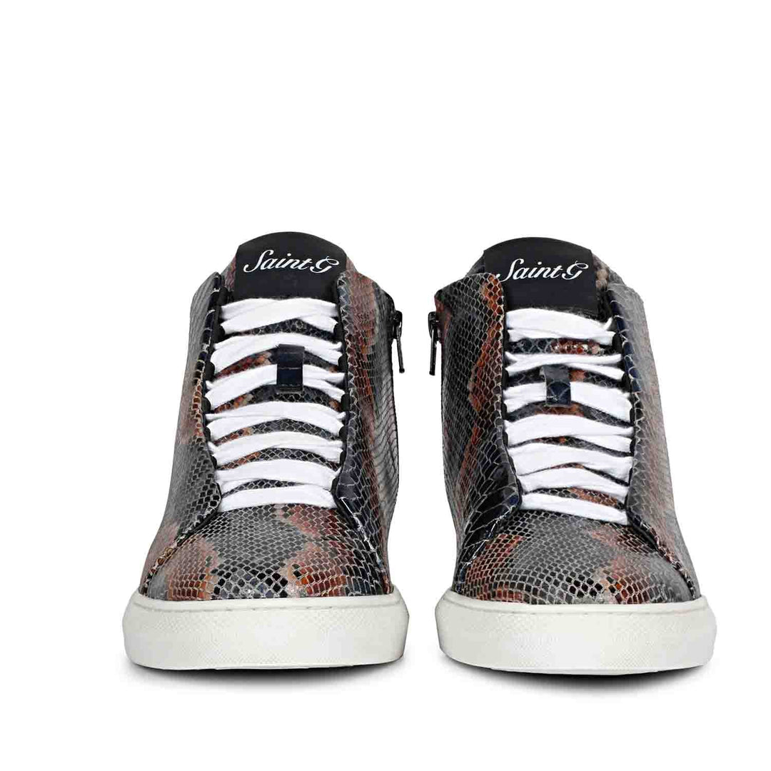 Saint Devon Blue Snake Embossed Leather Sneakers