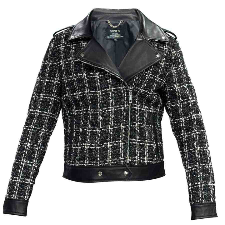 Saint Adria Grey Leather Women Collar Jackets