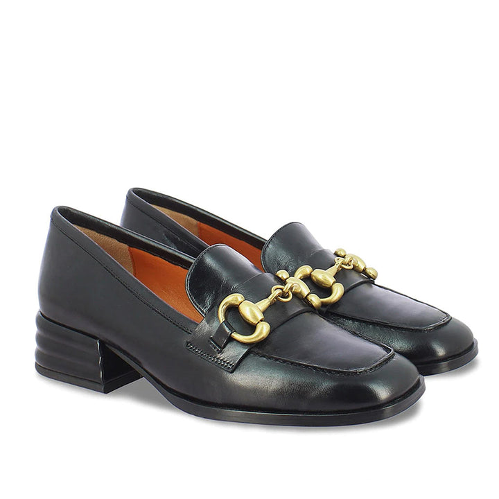 Saint Jenny Black Leather Handcrafted Moccasins