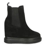 Saint Carolin Black Leather Inner Wedge Heel Ankle Boots