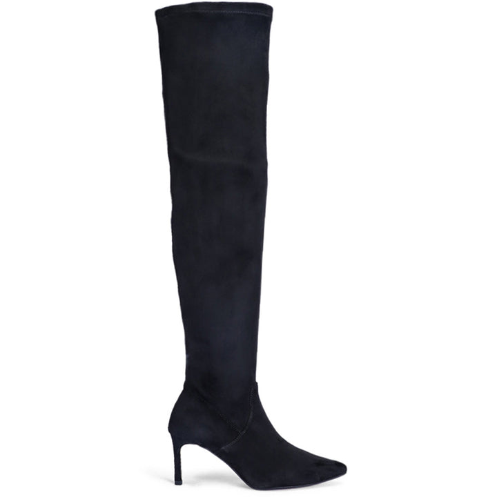 Saint Benoite Black Stretch Suede Thigh High Boots