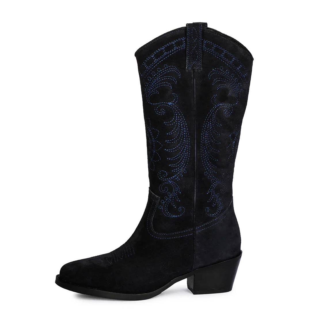 Saint Elodie Stitched Cobalt Leather Handcrafted Cowboy Boots