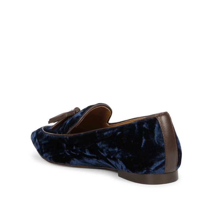 Saint Simona Blue Velvet Tassel Moccasins