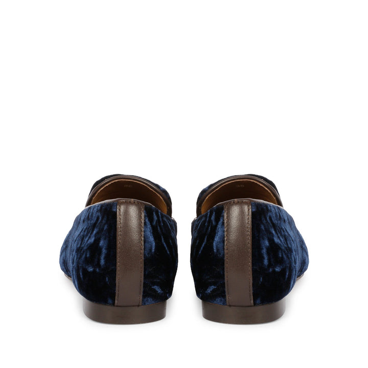 Saint Simona Blue Velvet Tassel Moccasins