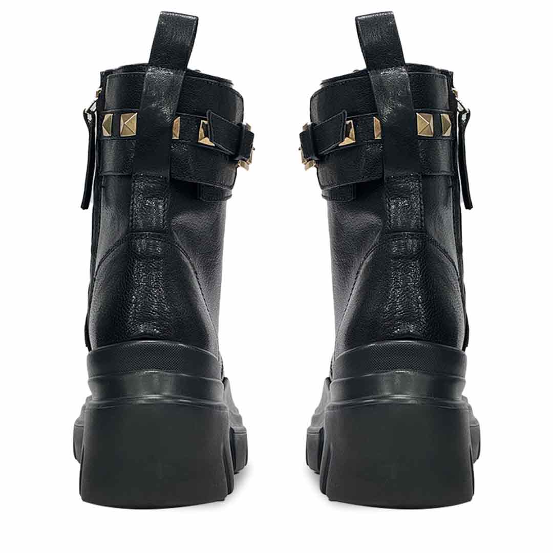 Saint Stella Black Leather Lace Up High Ankle Boots