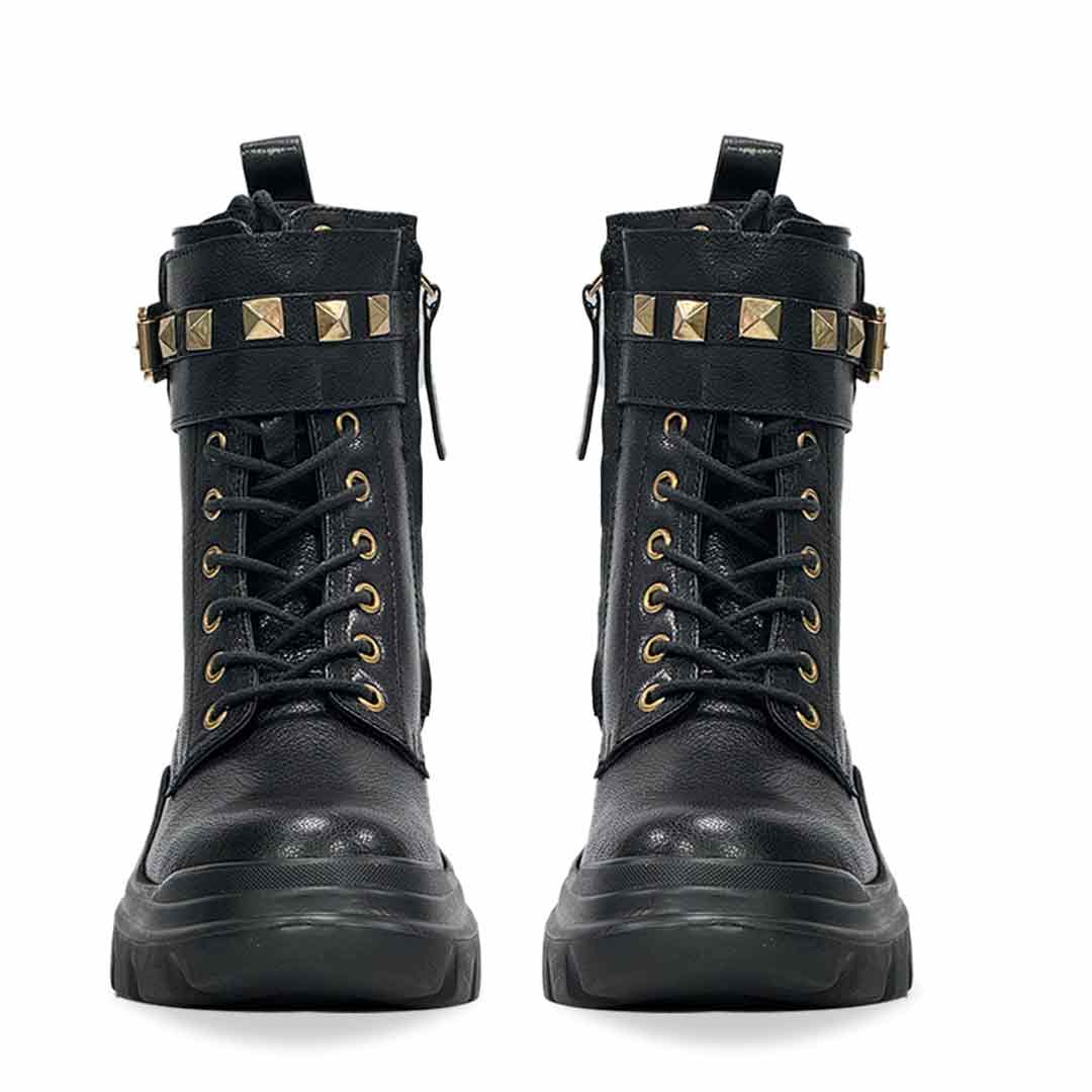Saint Stella Black Leather Lace Up High Ankle Boots