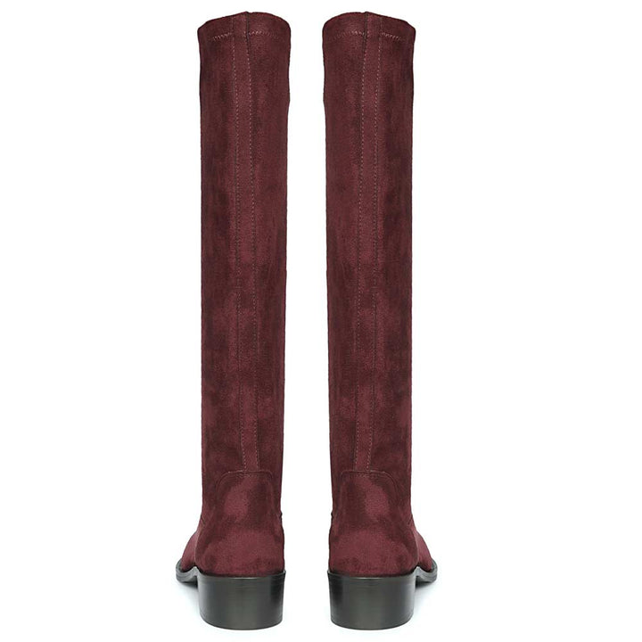 Saint Amy Burgundy Stretch suede Leather Knee High Boots