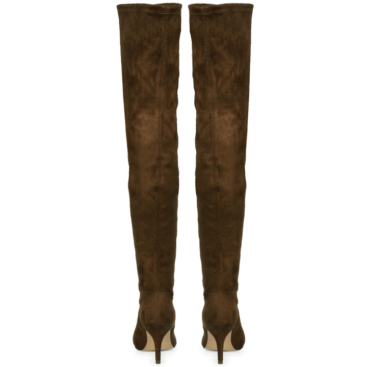 Benoite Brown Stretch Suede Thigh High Boots