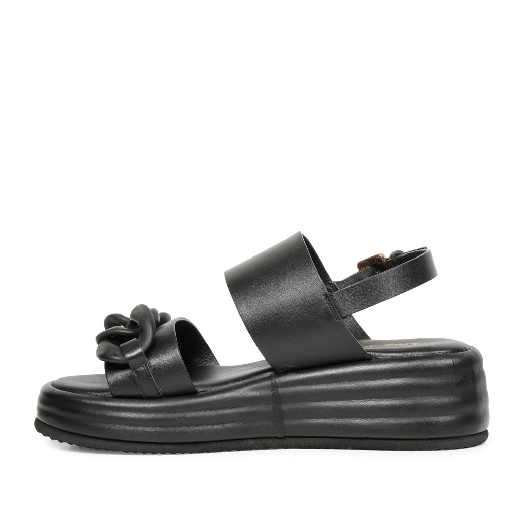 Stylish Saint Flurina Black Leather Sandals - Elevate your look with woven leather and platform sole. Perfect for any occasion.