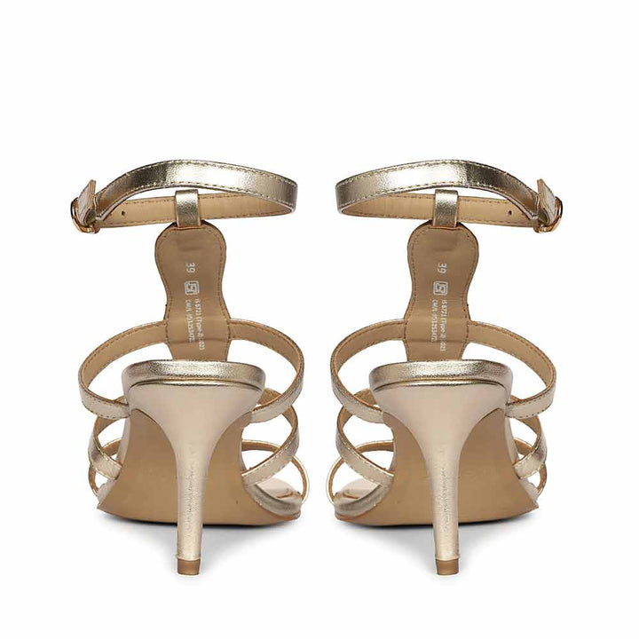 Saint Xiomara Gold Metallic Gem T-Strap Stiletto Heels
