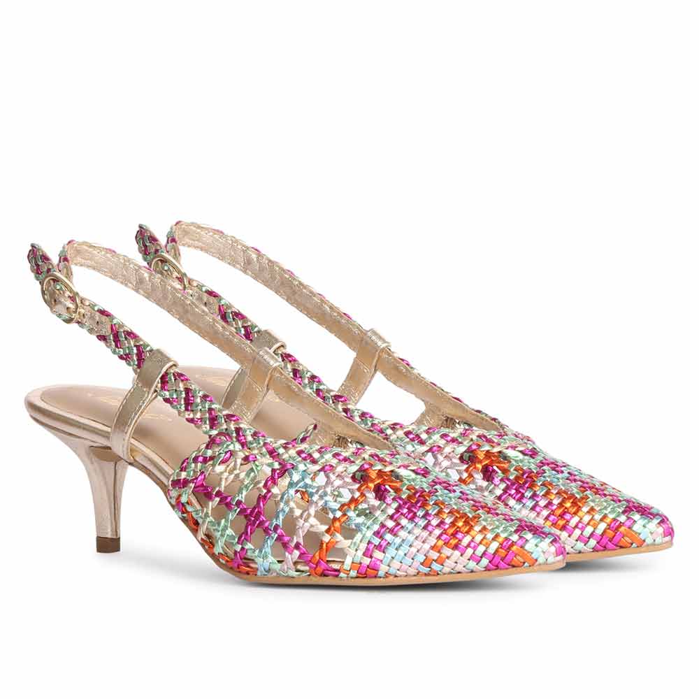 Saint Abril Rainbow Hand Woven Leather Pumps