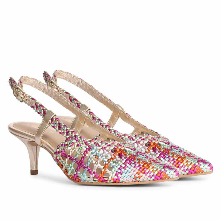 Saint Abril Rainbow Hand Woven Leather Pumps