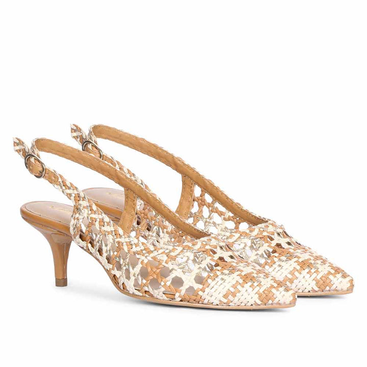 Saint Benni Tan Multi Hand Woven Leather Pumps