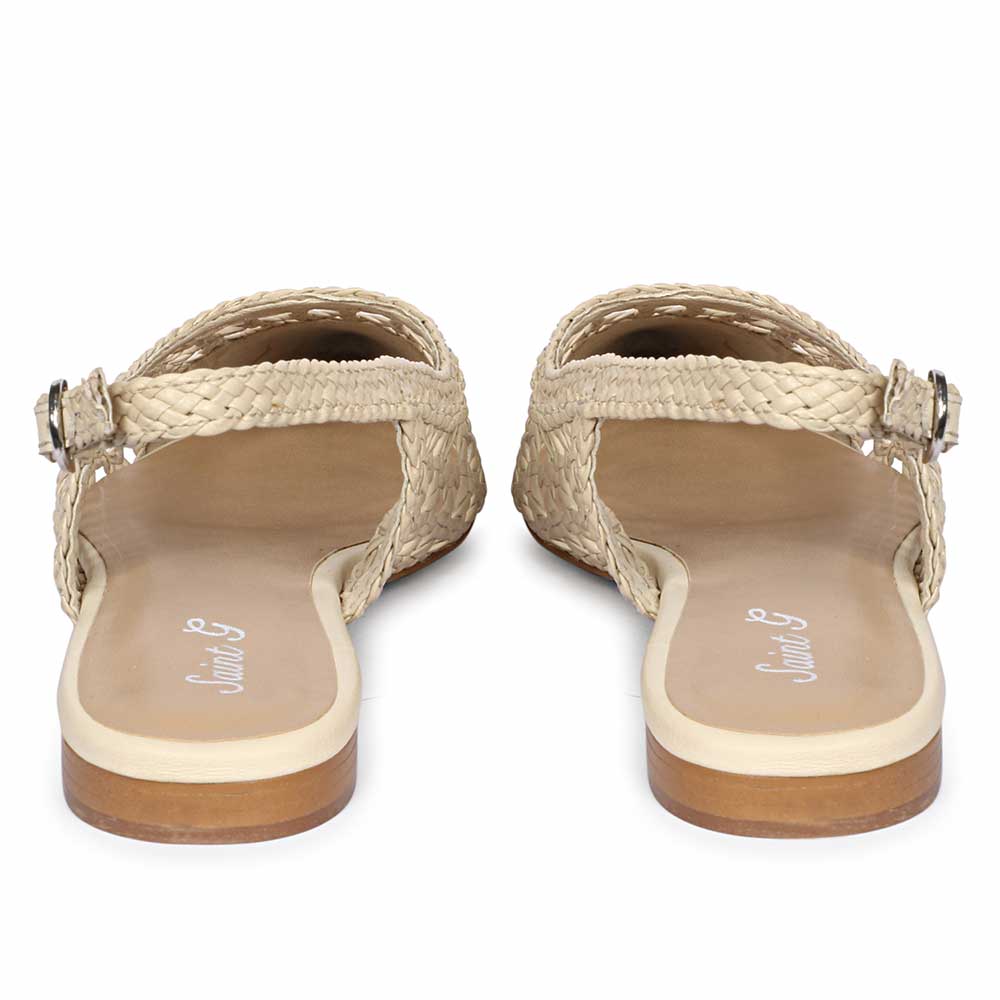 Saint Chayya Ivory Hand Woven Leather Low  Heels