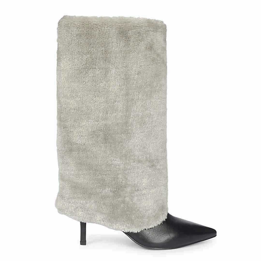 Solveig Grey Fur Cuff Boots