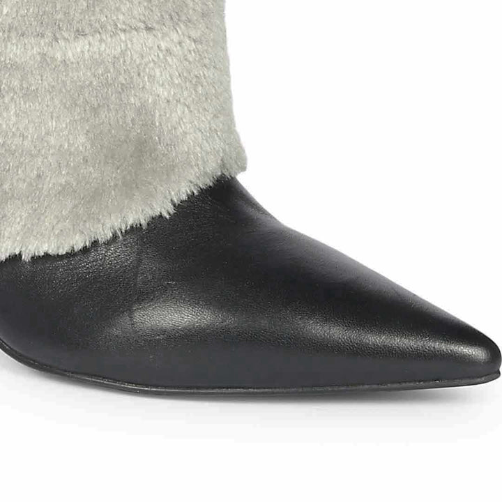 Stylish Grey Leather Winter Boots Online