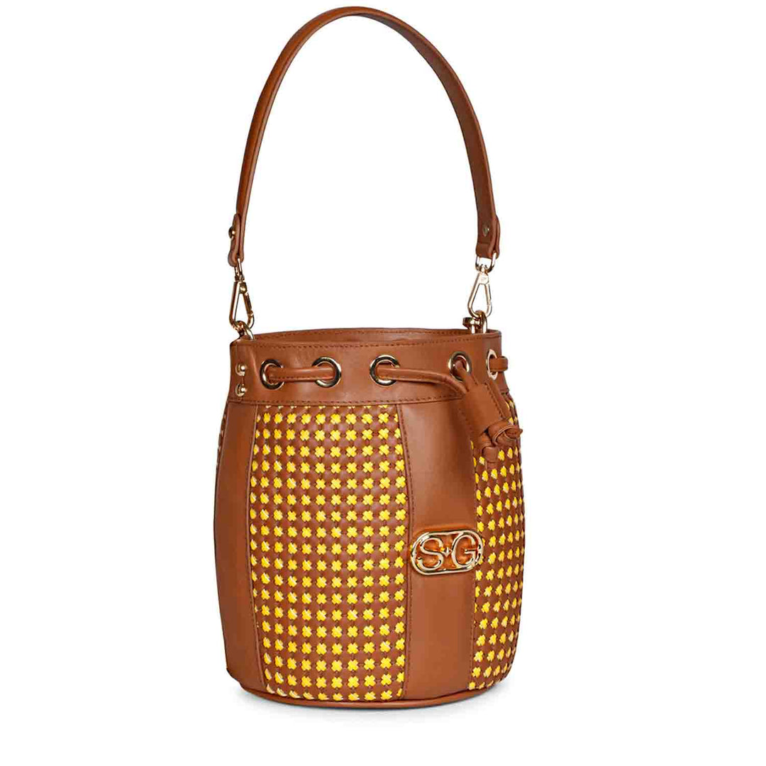 Halsey Cuoio Hand Woven Leather Bucket Bags