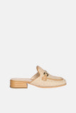 Saint G - Sain - Leather Heel Loafer Mules - Natural Raffia /  Beige Leather