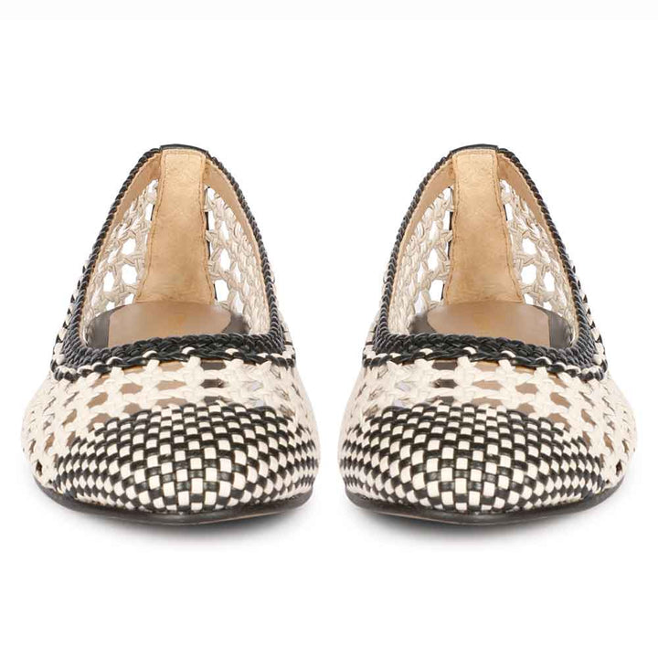 Saint Via Black & Ivory  Handcrafted Woven Leather Pumps