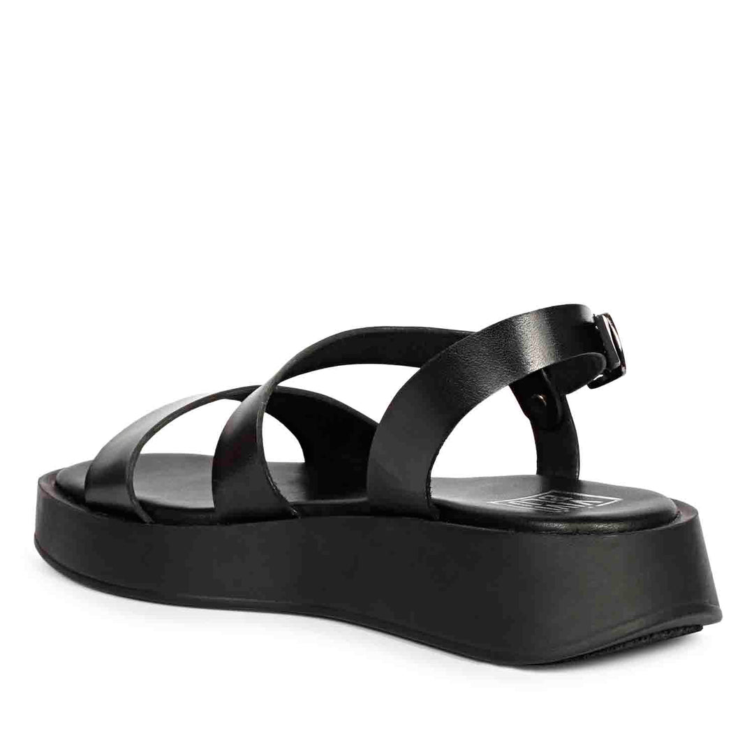 ViviBlu Nasrin Black Leather Platform Sandals