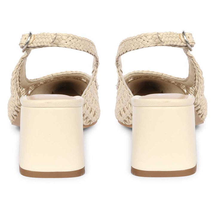 Saint Calli Ivory Hand Woven Leather Block Heels