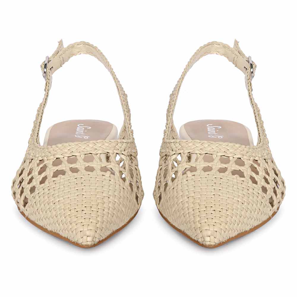 Saint Chayya Ivory Hand Woven Leather Low  Heels