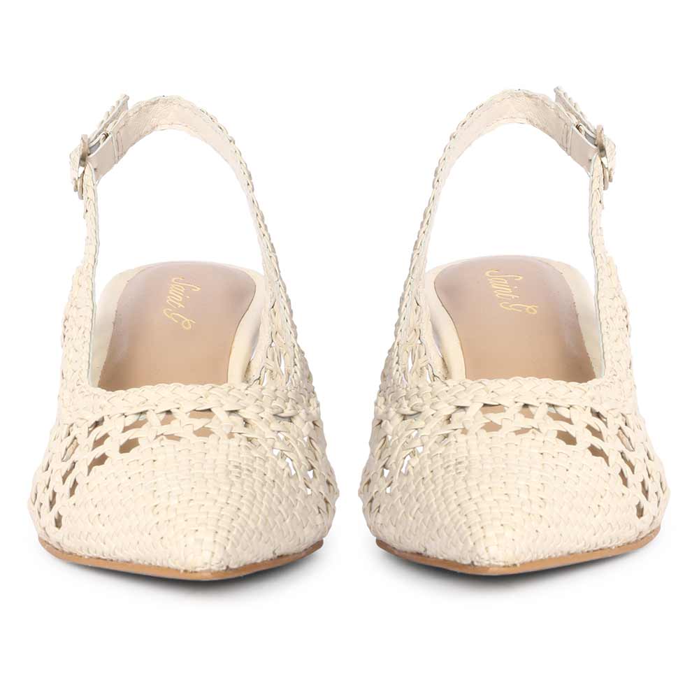 Saint Benni Ivory Hand Woven Leather Pumps