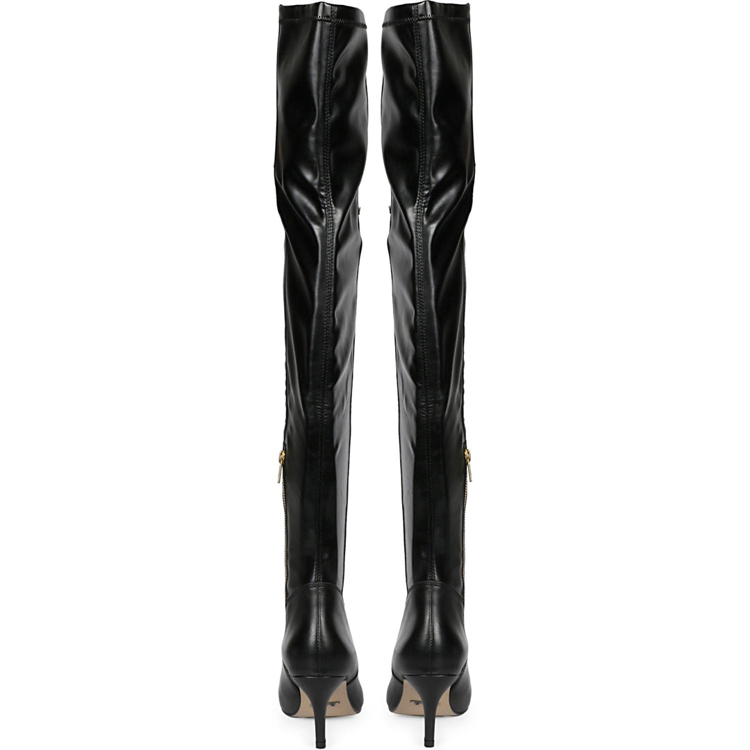 Saint Brigitte Black Stretch Napa Thigh High Boots