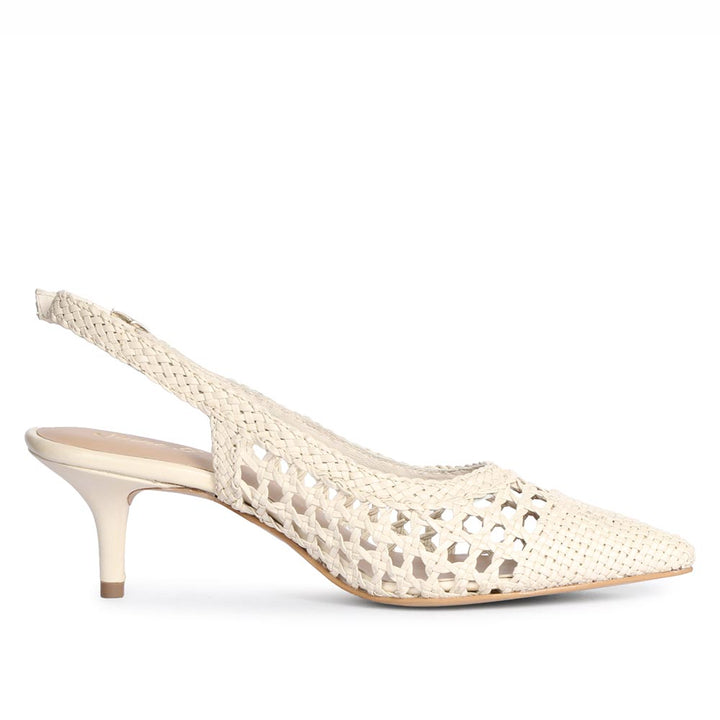 Saint Benni Ivory Hand Woven Leather Pumps