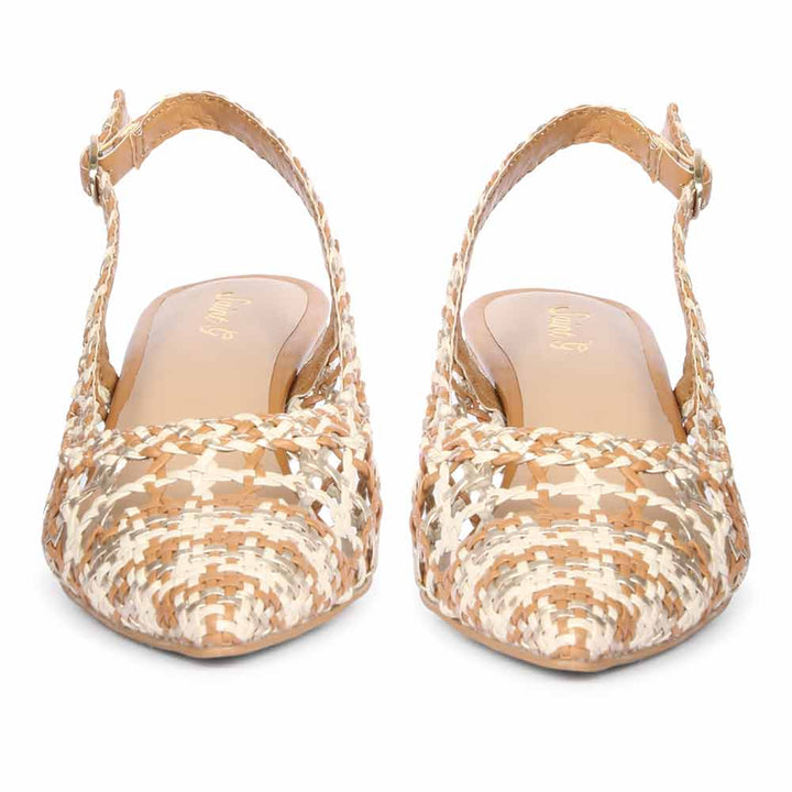 Saint Benni Tan Multi Hand Woven Leather Pumps