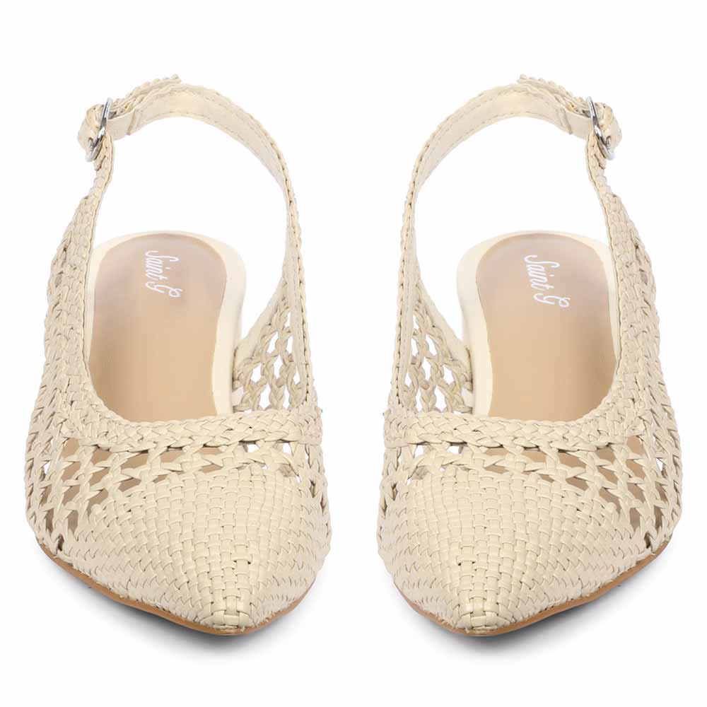 Saint Calli Ivory Hand Woven Leather Block Heels