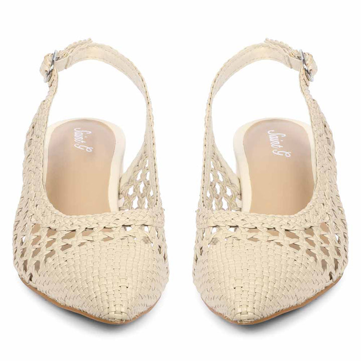 Saint Calli Ivory Hand Woven Leather Block Heels