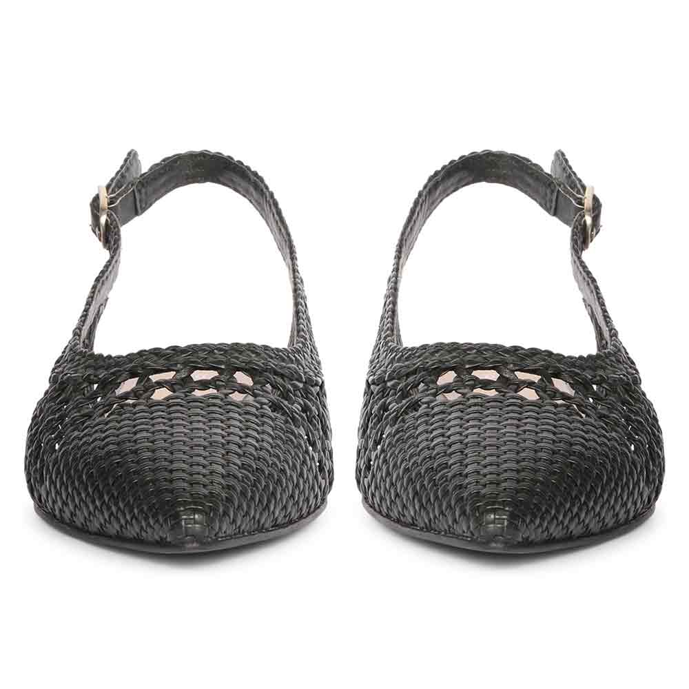 Saint Chayya Black Hand Woven Leather Low  Heels