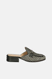 Saint G - Sain - Leather Heel Loafer Mules - Black Raffia /  Black Leather
