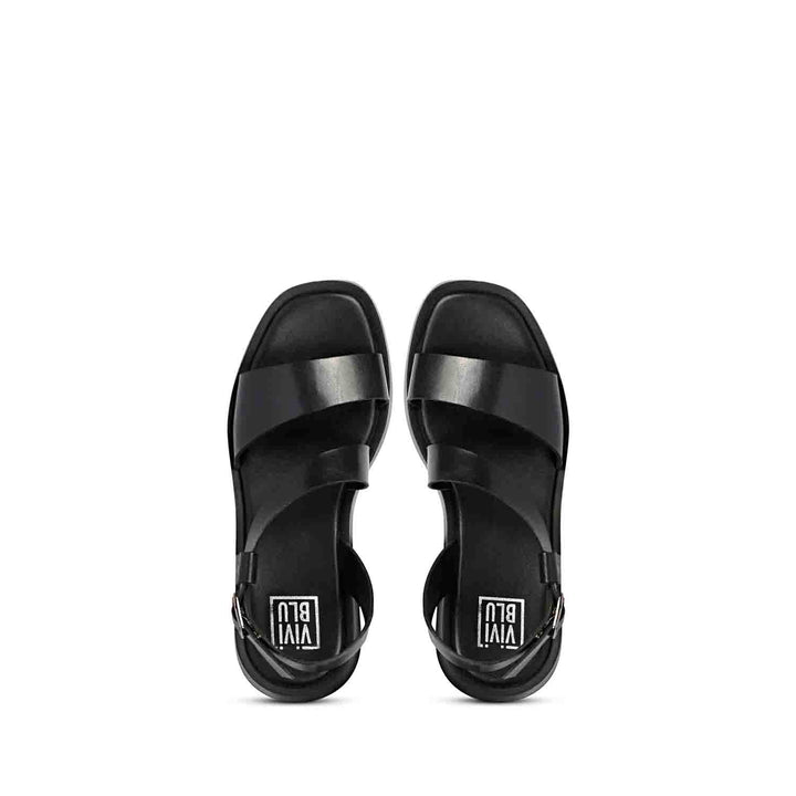 ViviBlu Nasrin Black Leather Platform Sandals