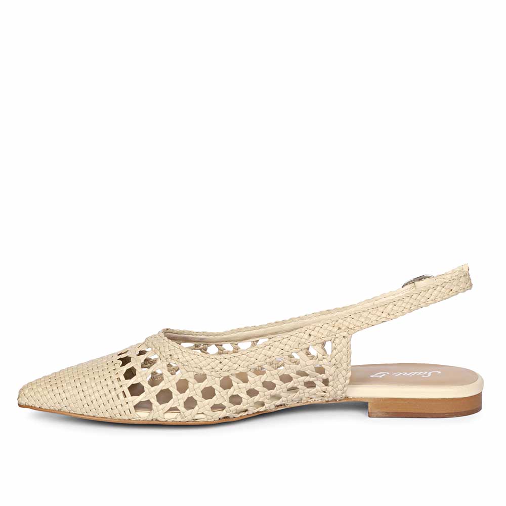 Saint Chayya Ivory Hand Woven Leather Low  Heels