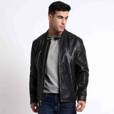 Saint Zachary Black Leather Men's Cafe Racer Jacket