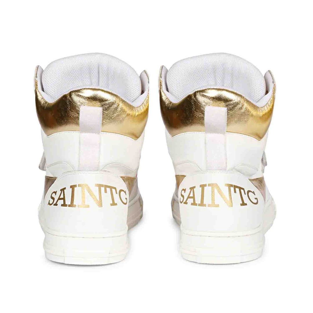 Saint Rowan White & Gold Leather Sneakers