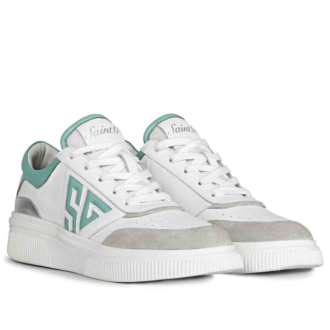 Saint Aloisia Mint Sneakers - Fashion-forward leather footwear for a fresh and modern vibe.