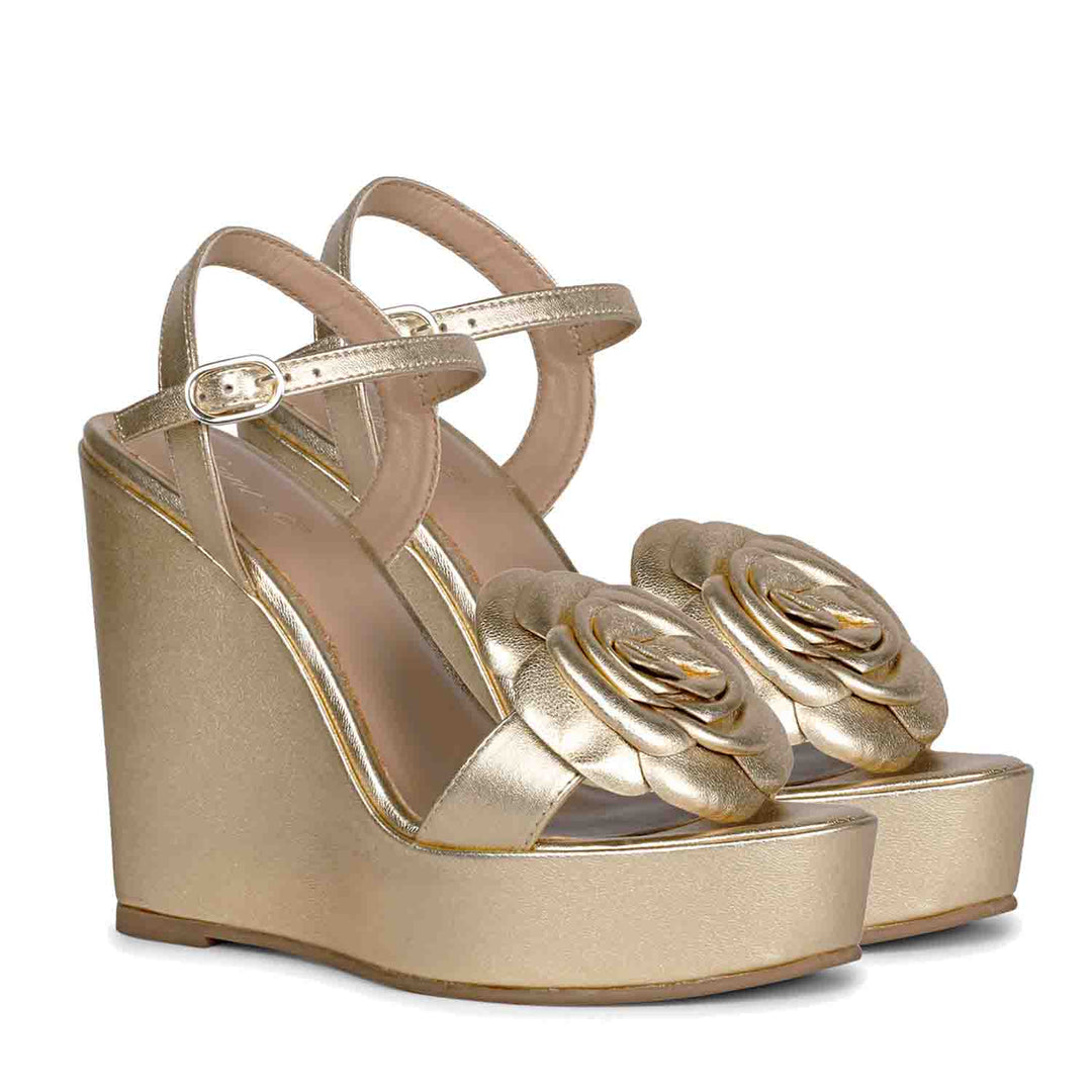 gold wedge dress shoes Sandals wedge heels