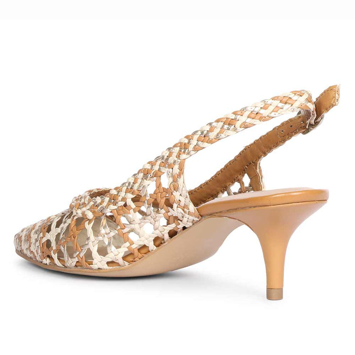 Saint Benni Tan Multi Hand Woven Leather Pumps