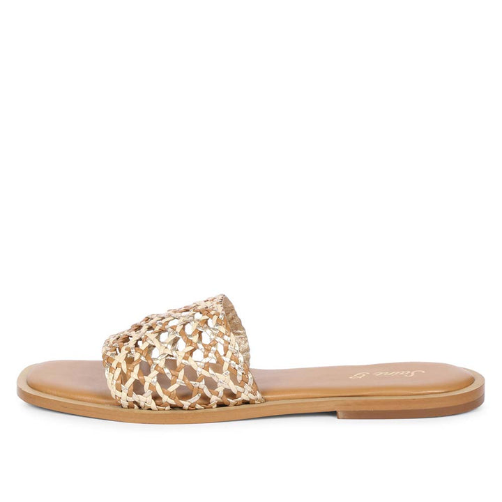 SAINT JADE MULTI TAN WOVEN LEATHER SLIP ON