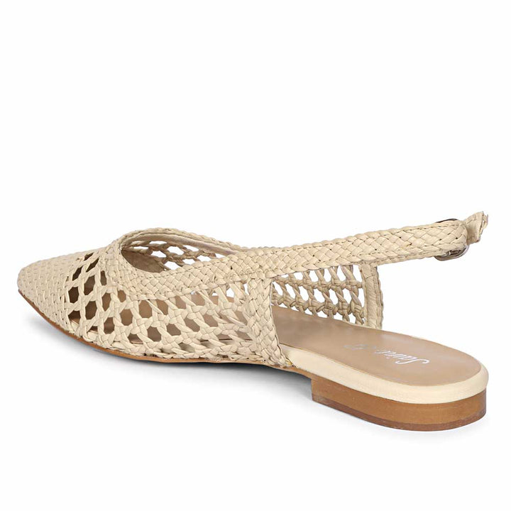 Saint Chayya Ivory Hand Woven Leather Low  Heels