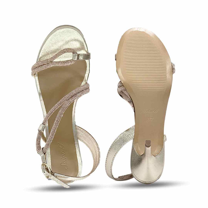 Saint Nessa Crystal Embellished Gold Leather Stilettos