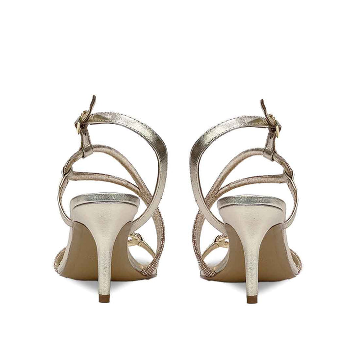 Saint Nessa Crystal Embellished Gold Leather Stilettos