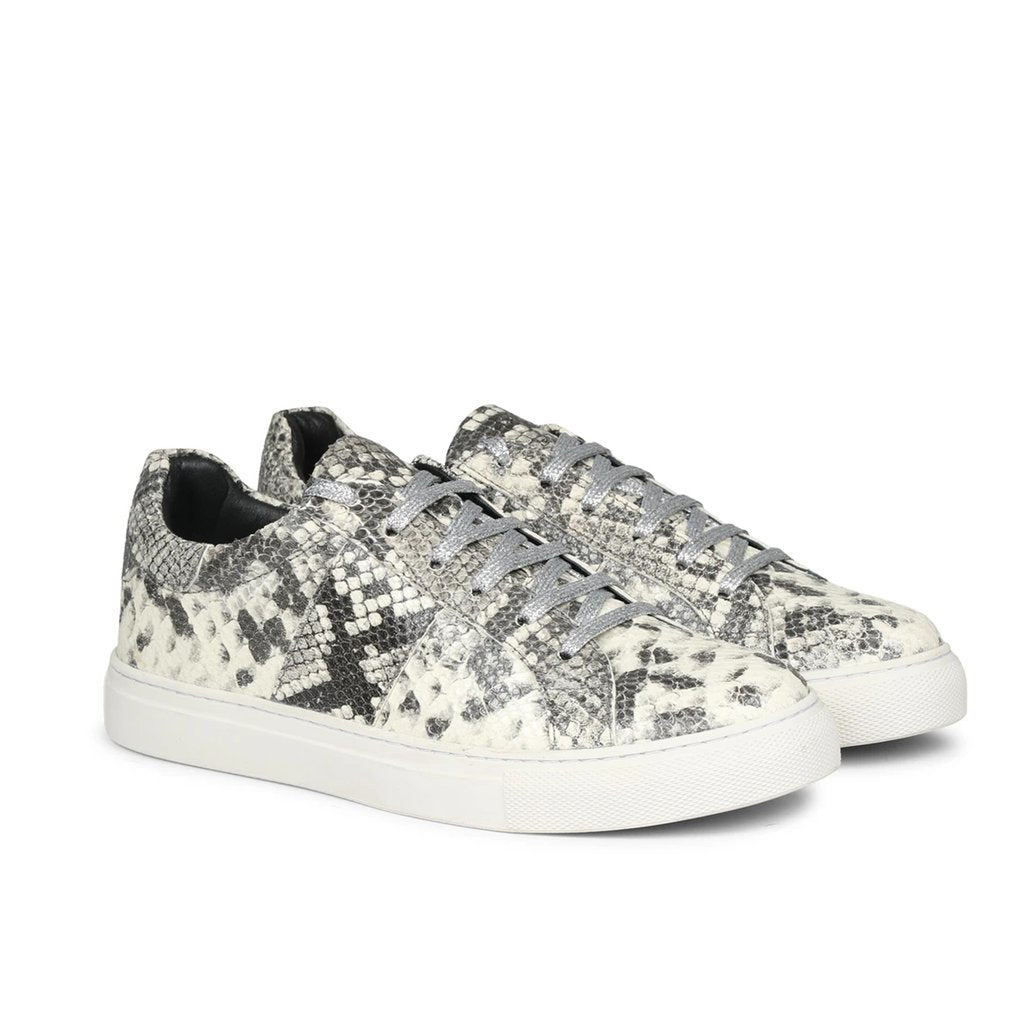 Saint Elined Grey Python Print Leather Sneakers - SaintG